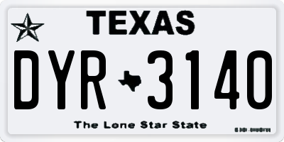 TX license plate DYR3140