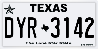 TX license plate DYR3142