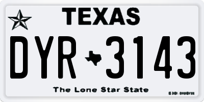 TX license plate DYR3143