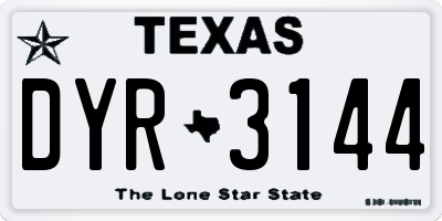 TX license plate DYR3144