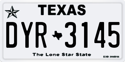 TX license plate DYR3145
