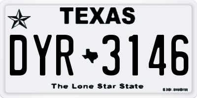 TX license plate DYR3146