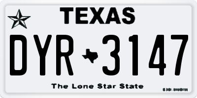 TX license plate DYR3147