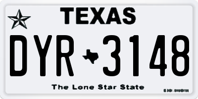 TX license plate DYR3148