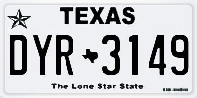 TX license plate DYR3149