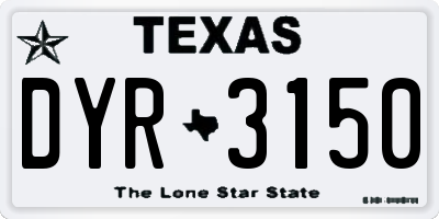 TX license plate DYR3150