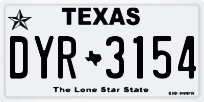 TX license plate DYR3154