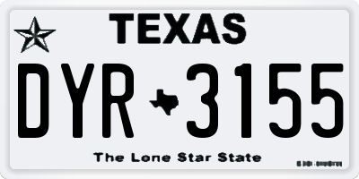 TX license plate DYR3155