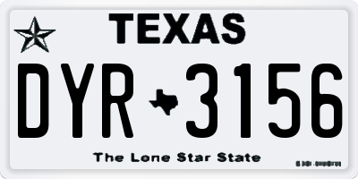 TX license plate DYR3156