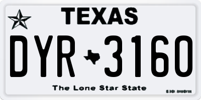 TX license plate DYR3160