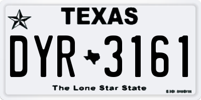 TX license plate DYR3161
