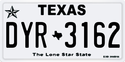 TX license plate DYR3162