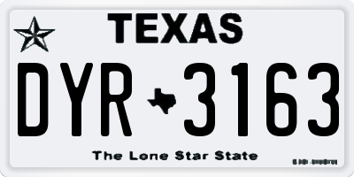 TX license plate DYR3163