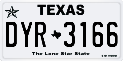 TX license plate DYR3166