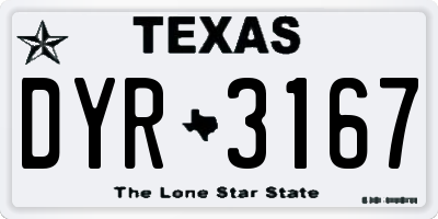 TX license plate DYR3167