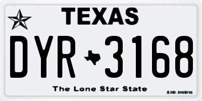 TX license plate DYR3168