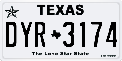 TX license plate DYR3174