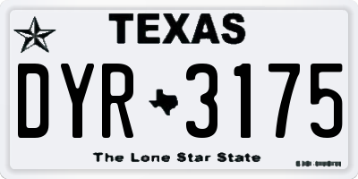 TX license plate DYR3175