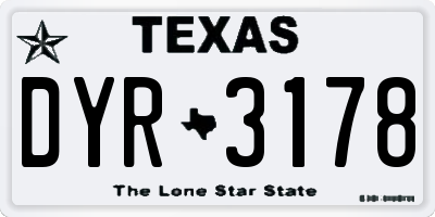 TX license plate DYR3178