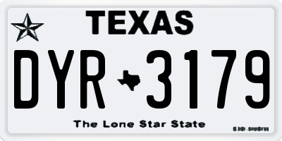 TX license plate DYR3179