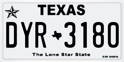 TX license plate DYR3180