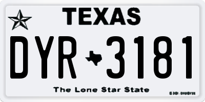 TX license plate DYR3181