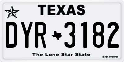 TX license plate DYR3182