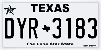 TX license plate DYR3183