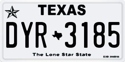 TX license plate DYR3185