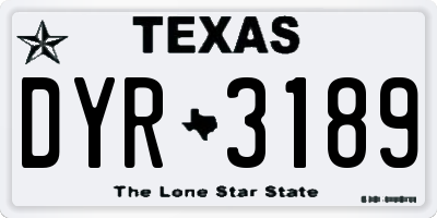 TX license plate DYR3189