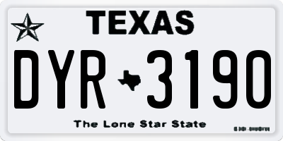TX license plate DYR3190