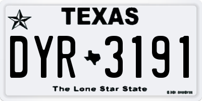 TX license plate DYR3191
