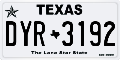TX license plate DYR3192