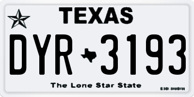 TX license plate DYR3193