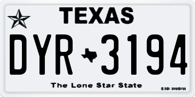 TX license plate DYR3194
