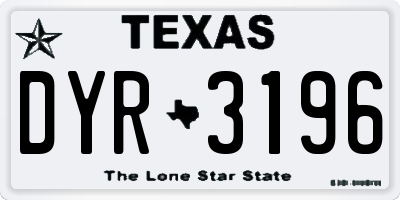 TX license plate DYR3196