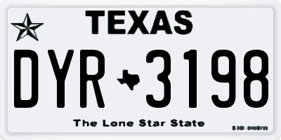 TX license plate DYR3198