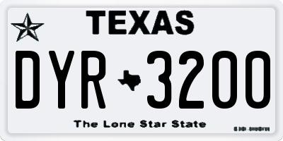 TX license plate DYR3200