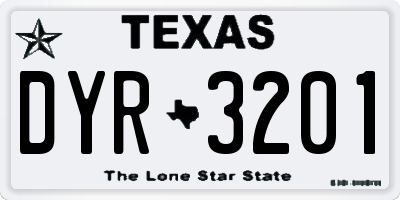 TX license plate DYR3201