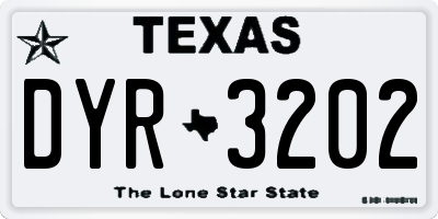 TX license plate DYR3202