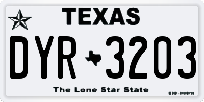 TX license plate DYR3203