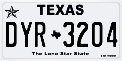 TX license plate DYR3204