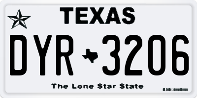 TX license plate DYR3206