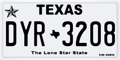 TX license plate DYR3208