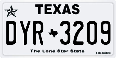 TX license plate DYR3209