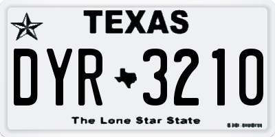 TX license plate DYR3210