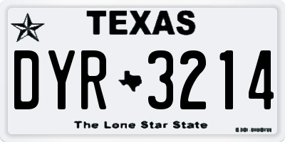 TX license plate DYR3214