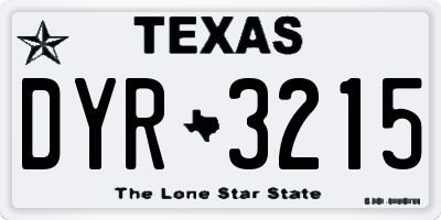 TX license plate DYR3215