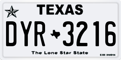 TX license plate DYR3216