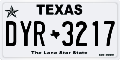 TX license plate DYR3217
